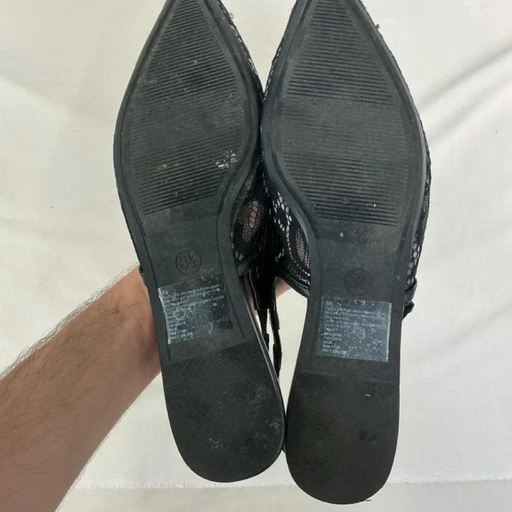 Elegant black‎ lace slingback flats from A New Day